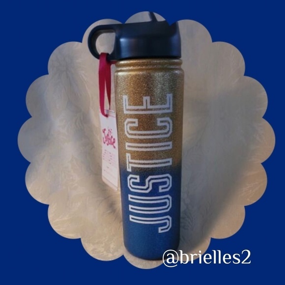 SOLD 🎠 New Justice Ombra Glittery Water Bottle, Blue & Gold - Picture 2 of 4